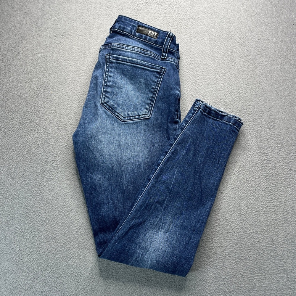 Lucky Brand Bridgette Crop Skinny Jeans Womens 0/25 Blue Raw Hem Faded Denim